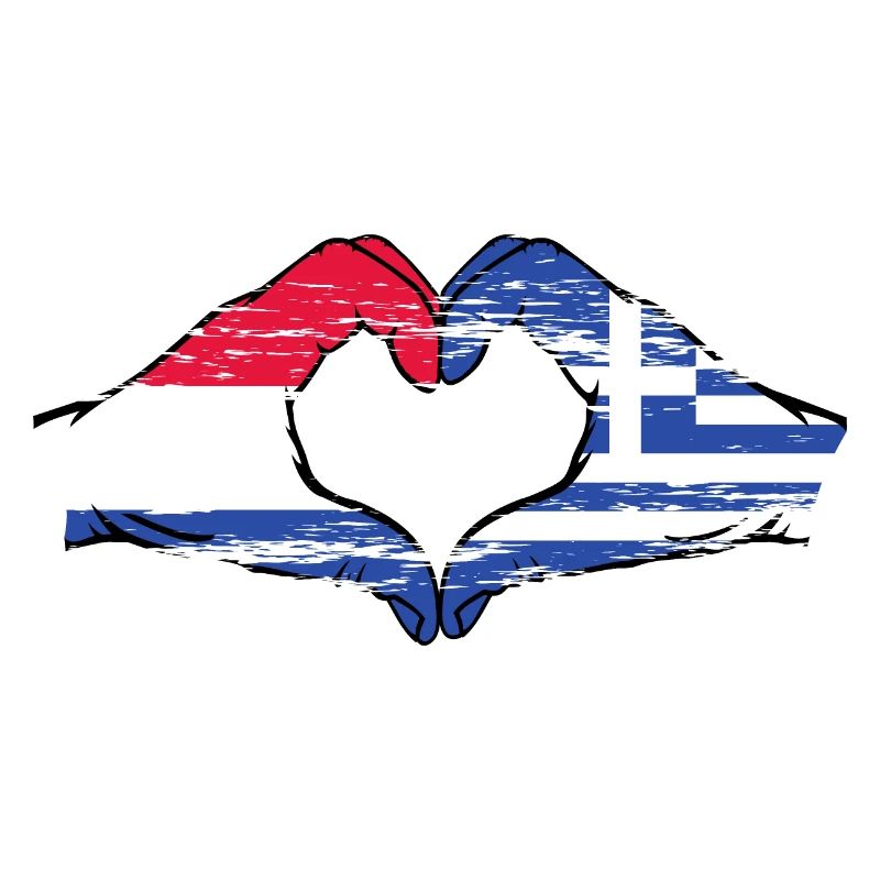 Hollande Grèce Drapeau Mains Coeur Forme Utilisé