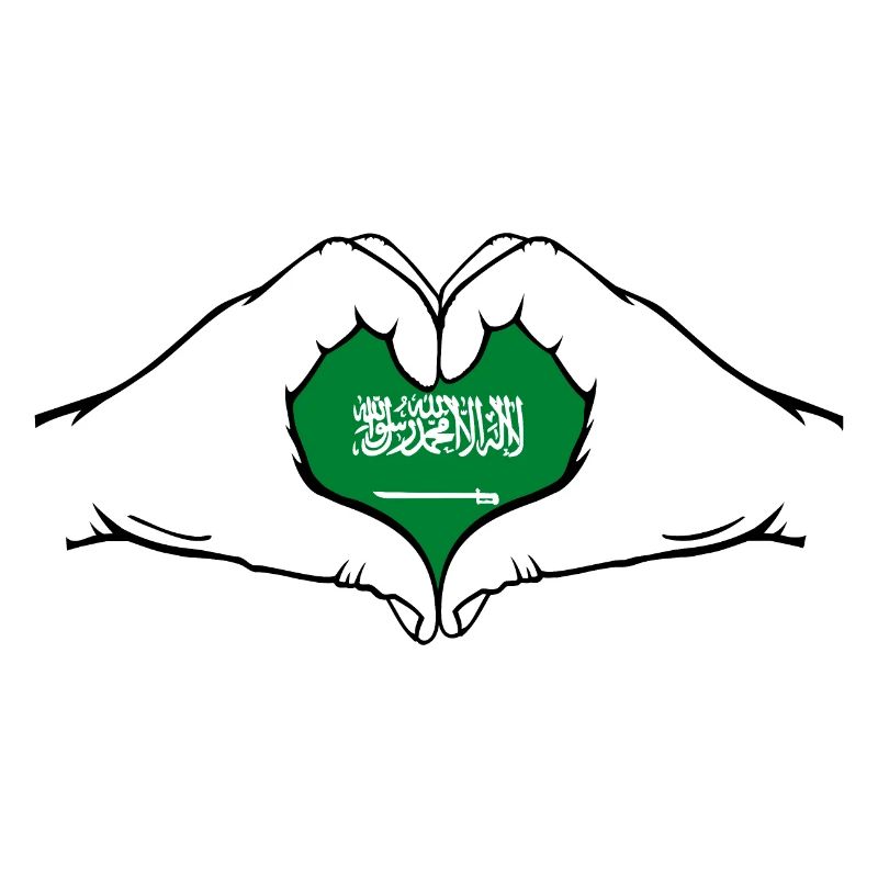 Saudi Arabia Flag Hands Heart Shape