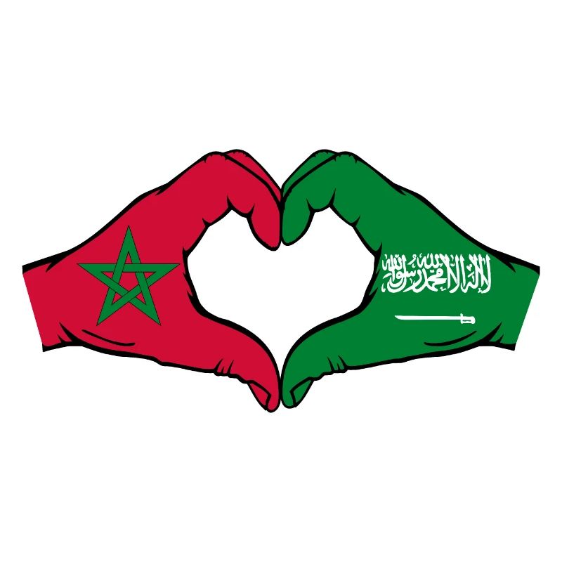 Morocco Saudi Arabia Flag Hands Heart Shape