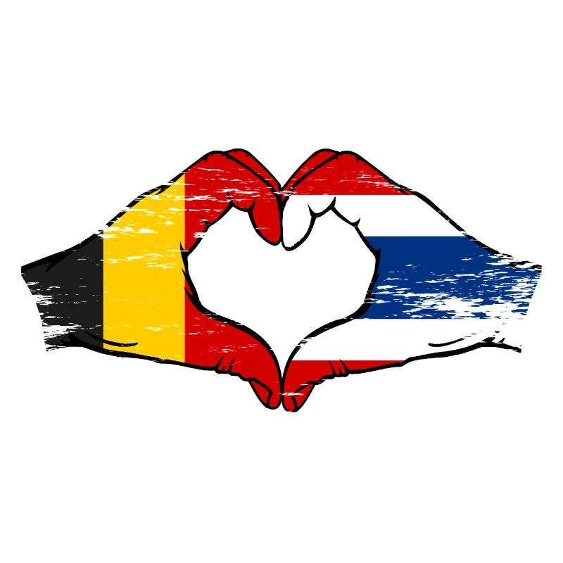 Belgique Drapeau de la Thaïlande mains forme de coeur utilisé
