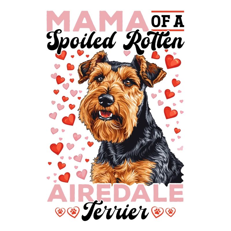 Maman chienne d’un terrier Airedale pourri gâté