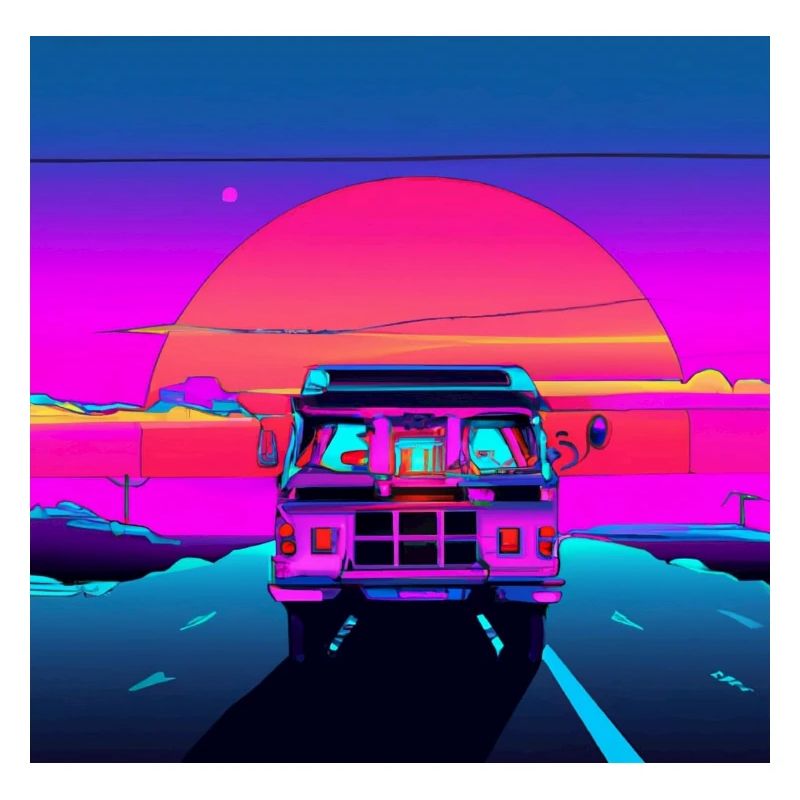 Van 80s Synthwave Sunset Miami