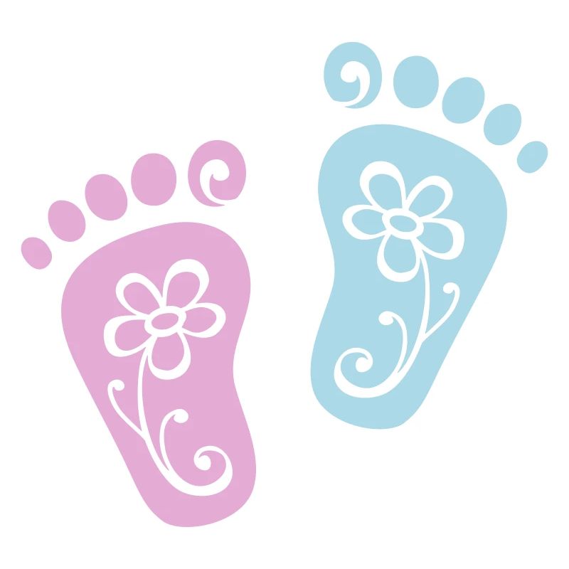 Pieds de bébé, coeur, fleur, cadeau de naissance, empreinte
