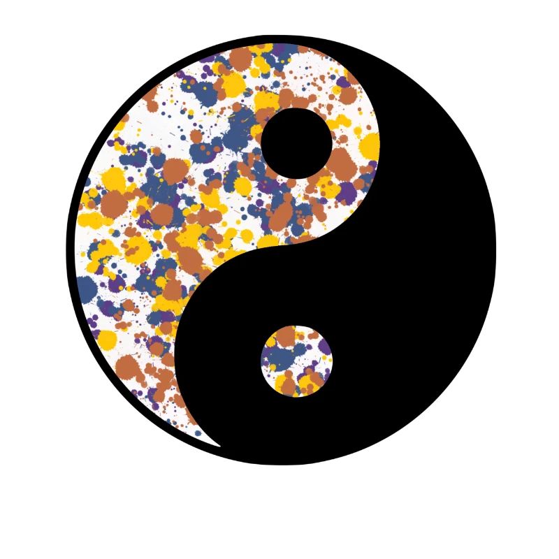 Yin Yang, éclaboussures de couleur, couleur,