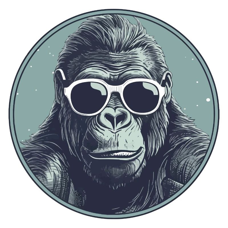 Gorilla with sunglasses, monkey, primate