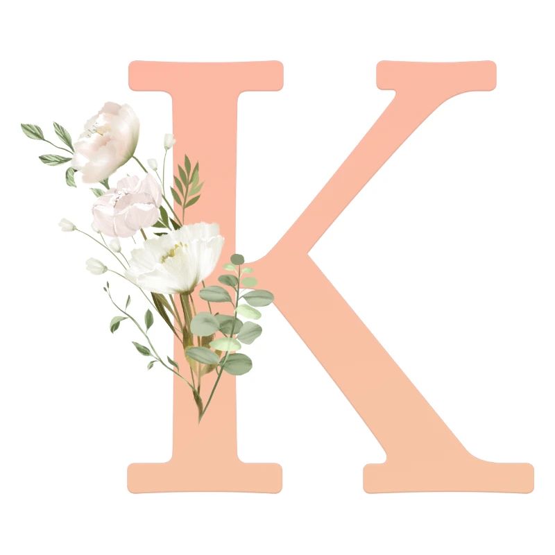 K monogram, minimal, pastel, floral