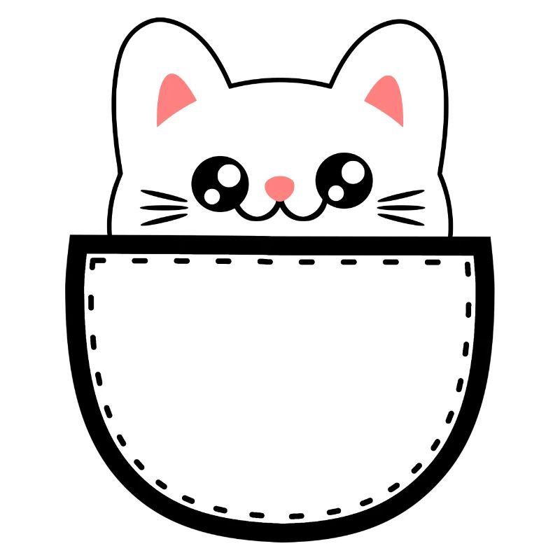 Chat doux Kawaii Chibi chat dans la poche de la poitrine