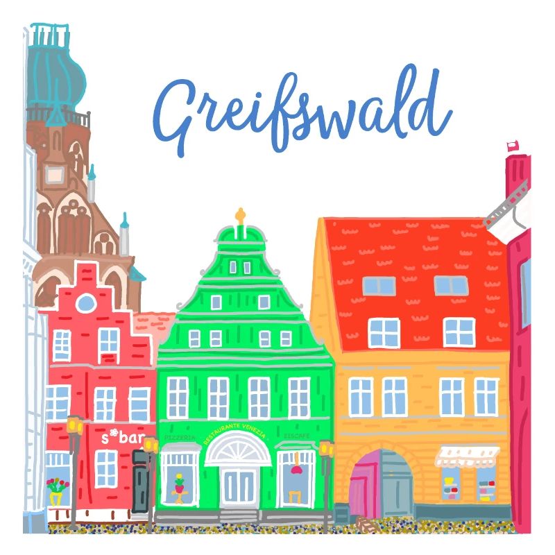 Greifswald, maisons à colombages colorées, Allemagne de l'Est