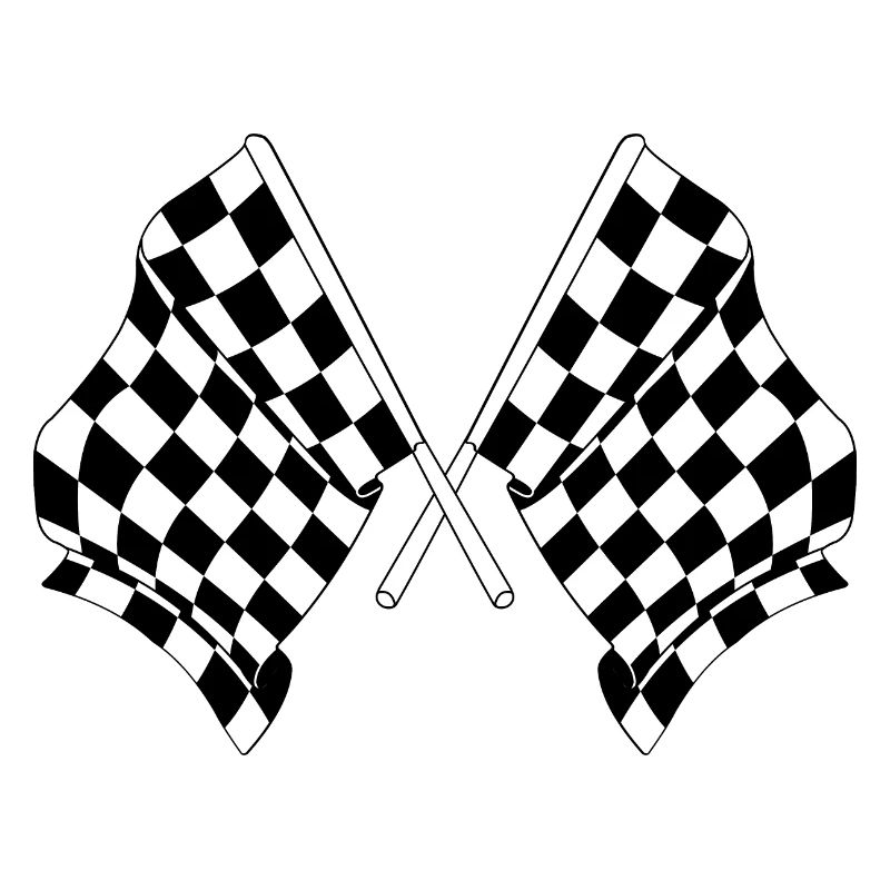 Deux drapeaux de course automobile croisés départ arrivée