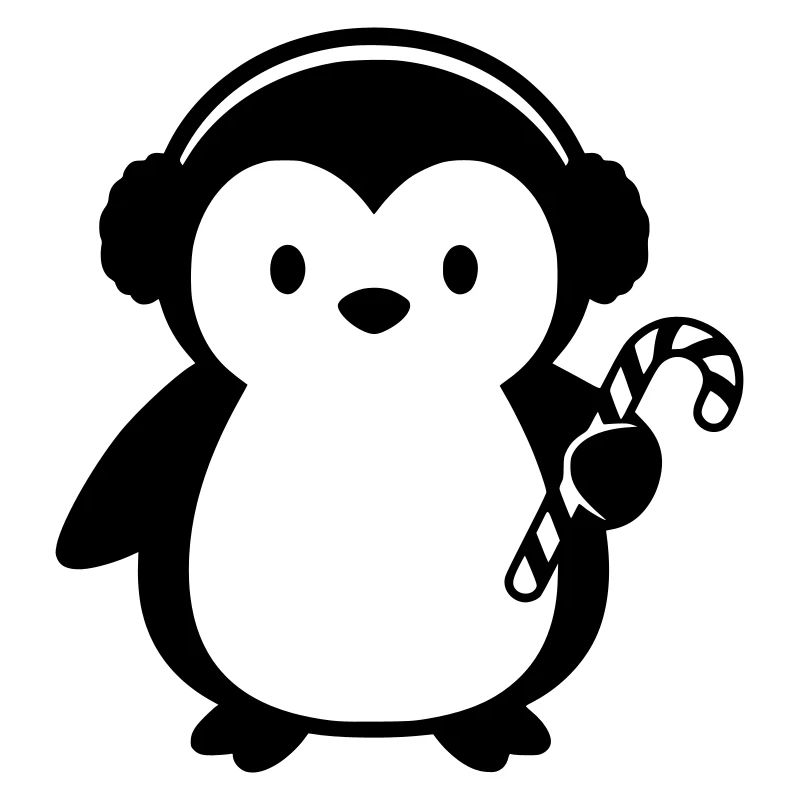 Pingouin mignon avec canne à sucre | Noël