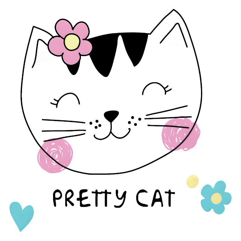 Chat Joli – Chat mignon avec une fleur pour filles