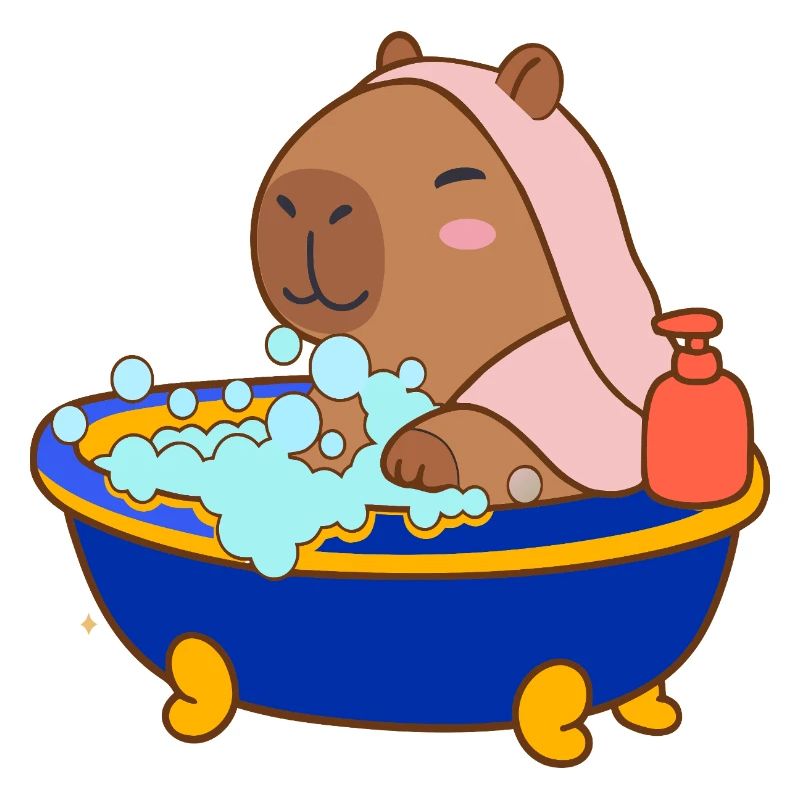Capybara Bubble Bath Cozy Cartoon Splash & Chill