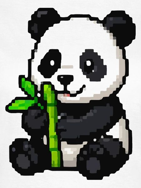 Pixelpanda mit Bambus