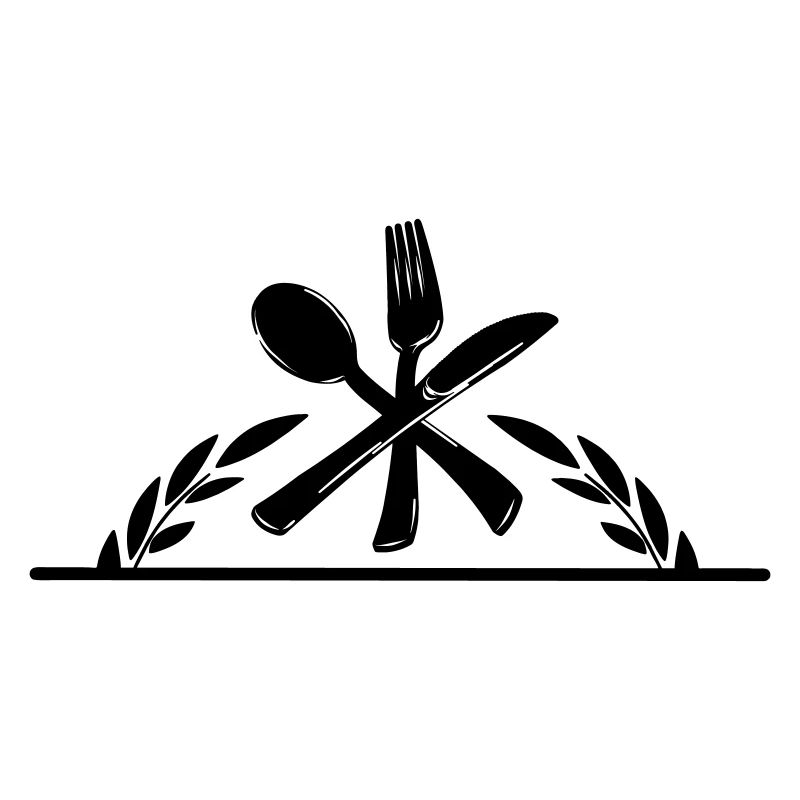 Logo du menu de couverts avec une demi-couronne de laurier.