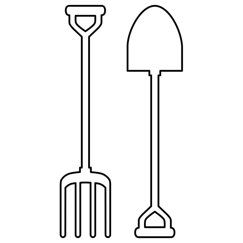 Pitchfork and shovel