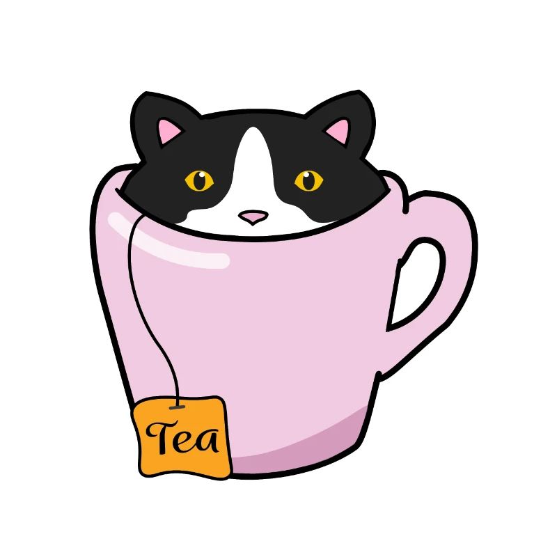 Chat de thé mignon