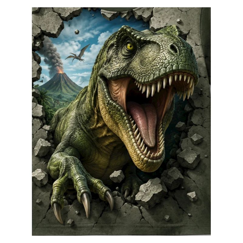 T-Rex eruption from rock face