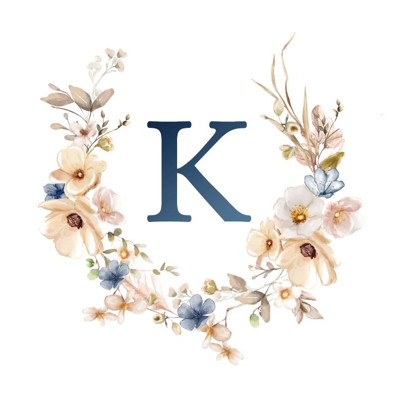 K Monogramm , Floral, Boho