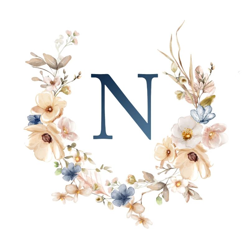 N monogramme, Floral, Boho