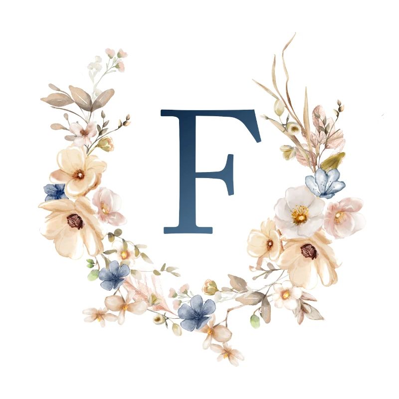 F monogramme, Floral, Boho