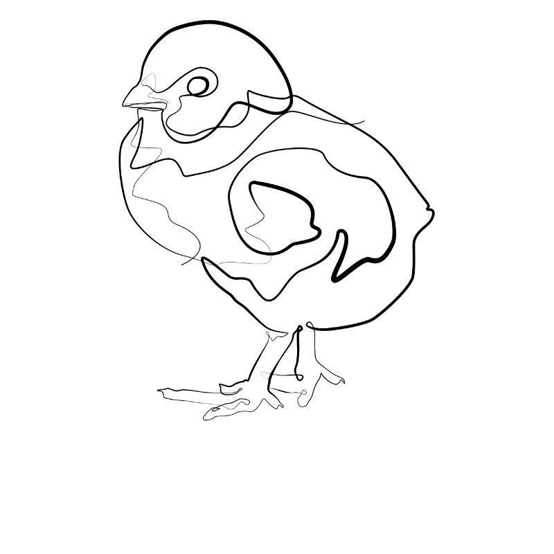 Poulet bébé poussin - one line drawing