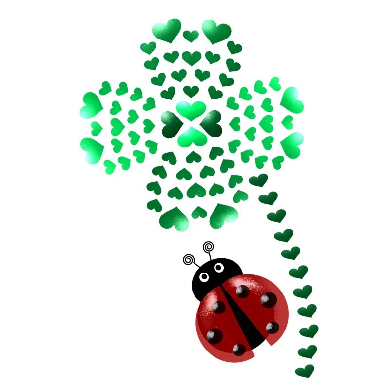 Glücksklee mit Marienkäfer; lucky clover; ladybug