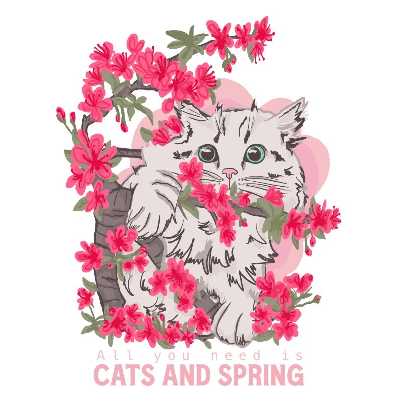 Katze mit Blumen