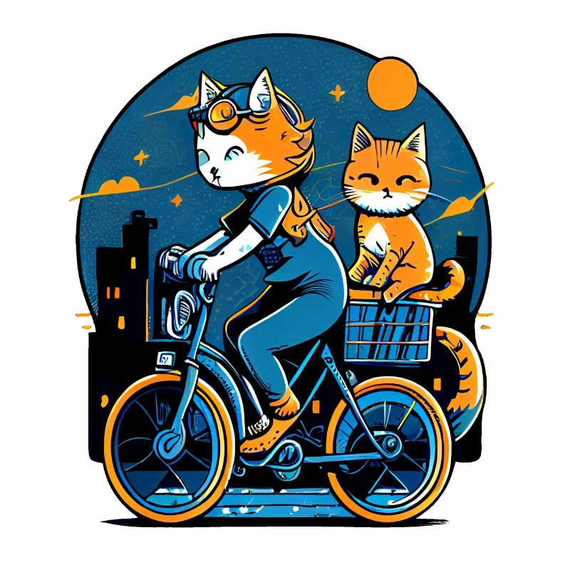 Cool Comic Cats Ride Bikes