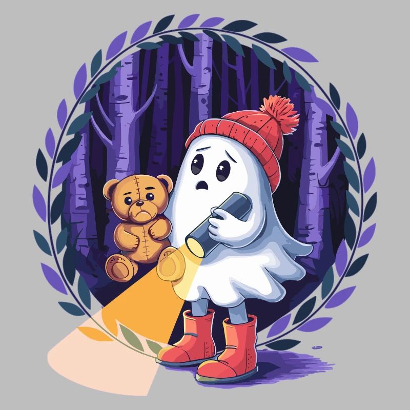 Geist mit Teddy im dunklen Wald