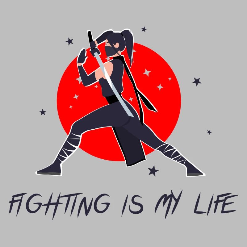 Fighter in battle pose with sword