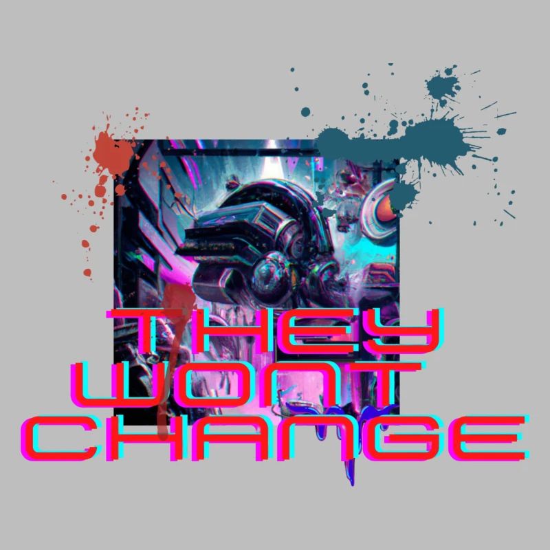 futuristisches graffiti "They wont change"