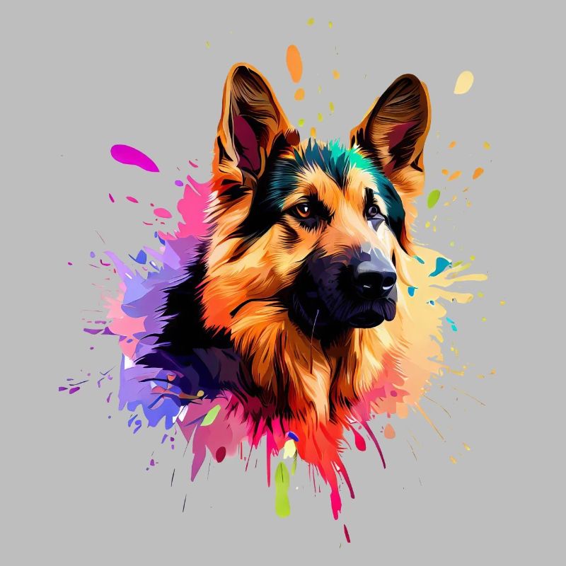 German Shepherd Paint Splash Art