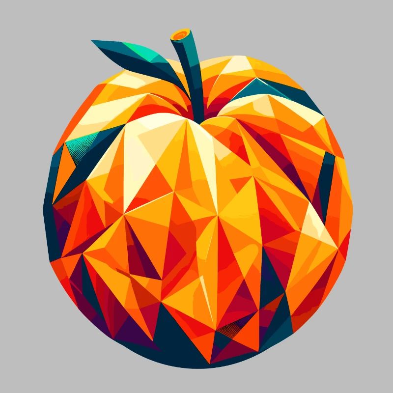 Geometric Apricot: Low-Poly Fruit Art
