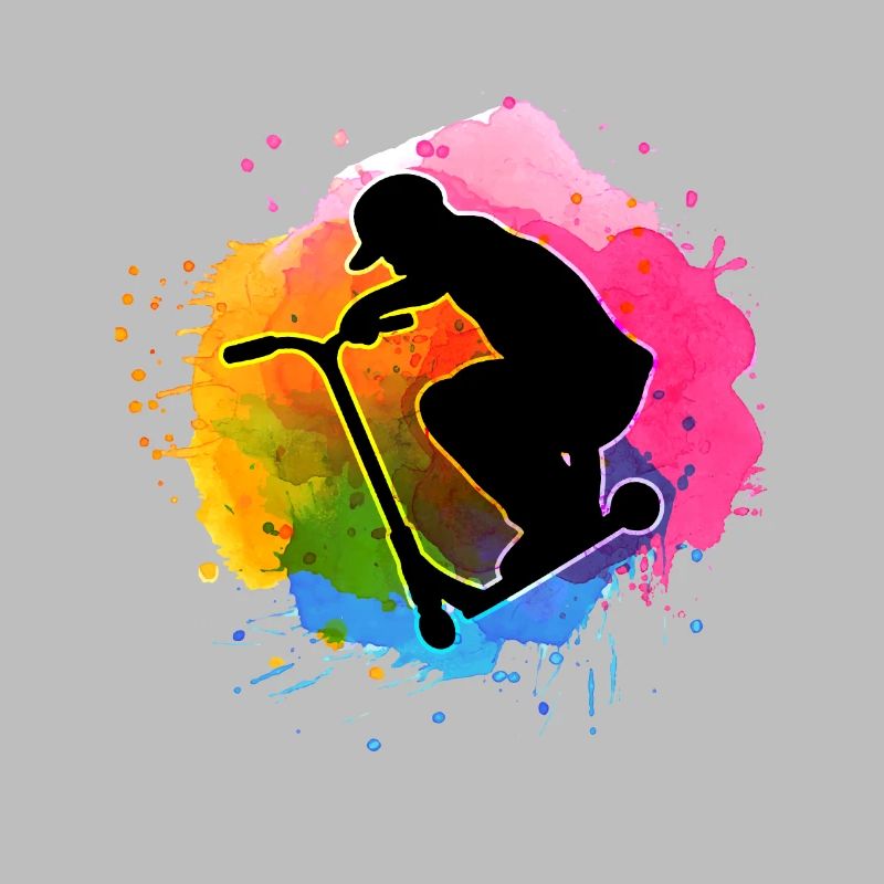 Colorful Watercolor Stuntscooter Stunt Roller
