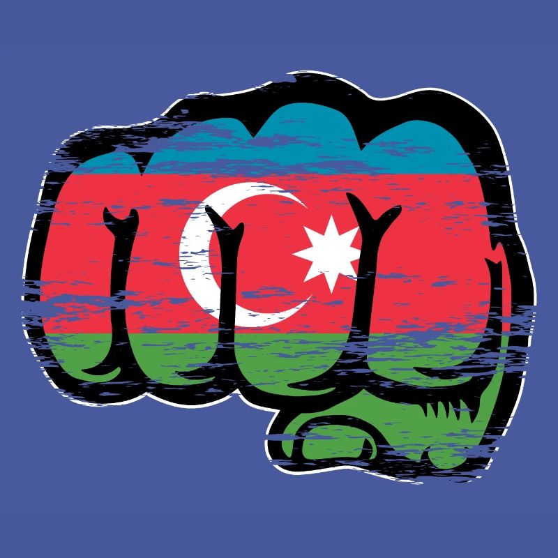 Drapeau de l’Azerbaïdjan poing à la main utilisé