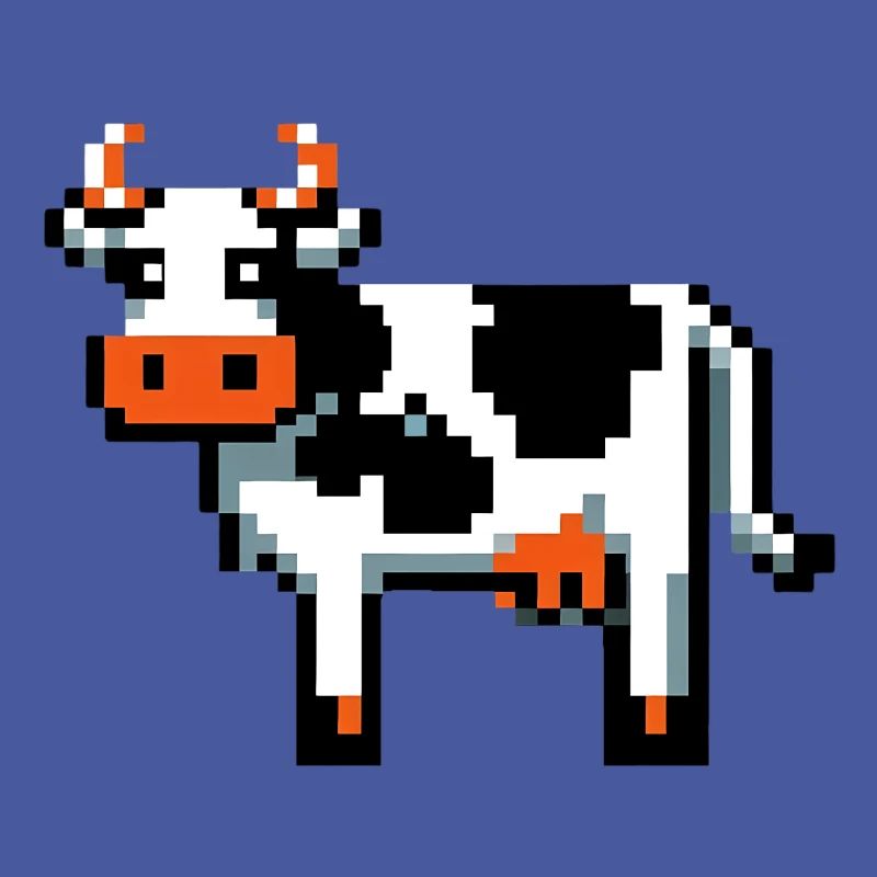 Pixel Cow Retro Pixel Graphics Conception de base 2D Pixel