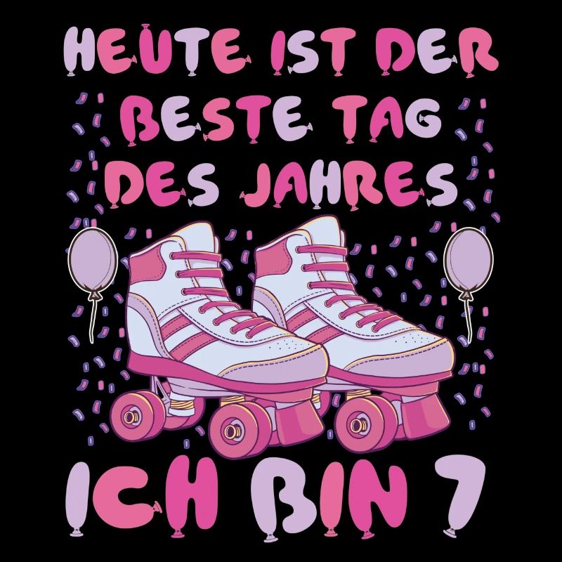 7. Geburtstag 7 Jahre Mädchen Rollschuhe