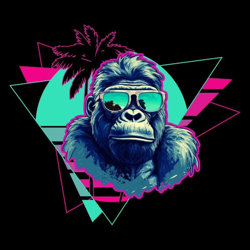 Gorille avec lunettes de soleil Retro Synthwave