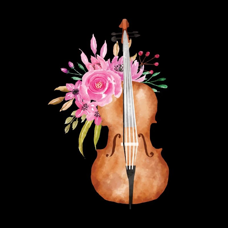 Violon violon violoncelle musique fleurs rose aquarelle