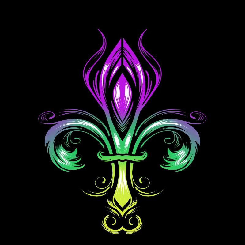 Fleur de Lis avec dégradé de couleurs en or, vert