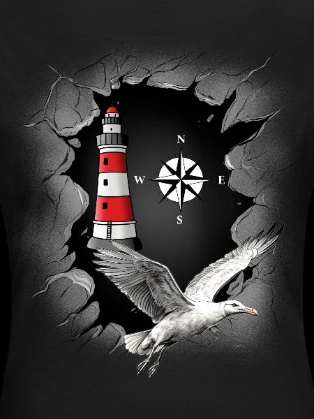 Möwe Leuchtturm Kompass maritim
