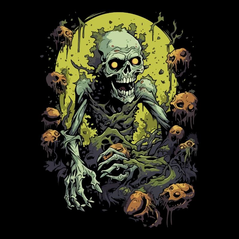 Halloween nightmare zombie storms with undead horde