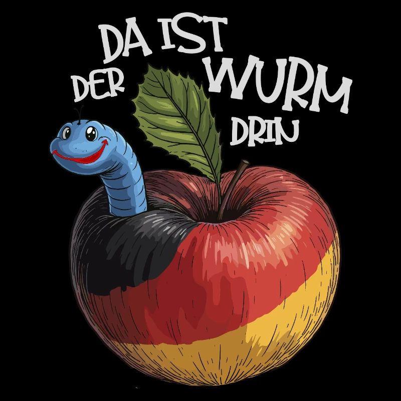 Wurm im Apfel mit Spruch