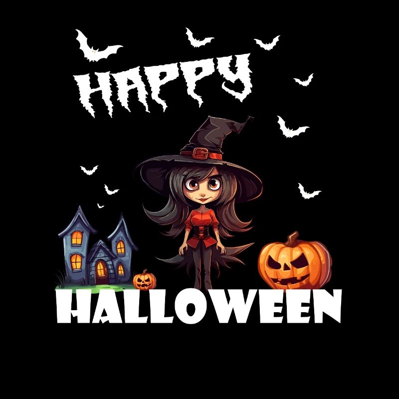 Halloween Witch Pumpkin Bat Design