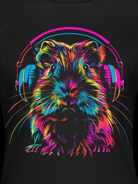 Neon-Meerschweinchen mit Kopfhörer