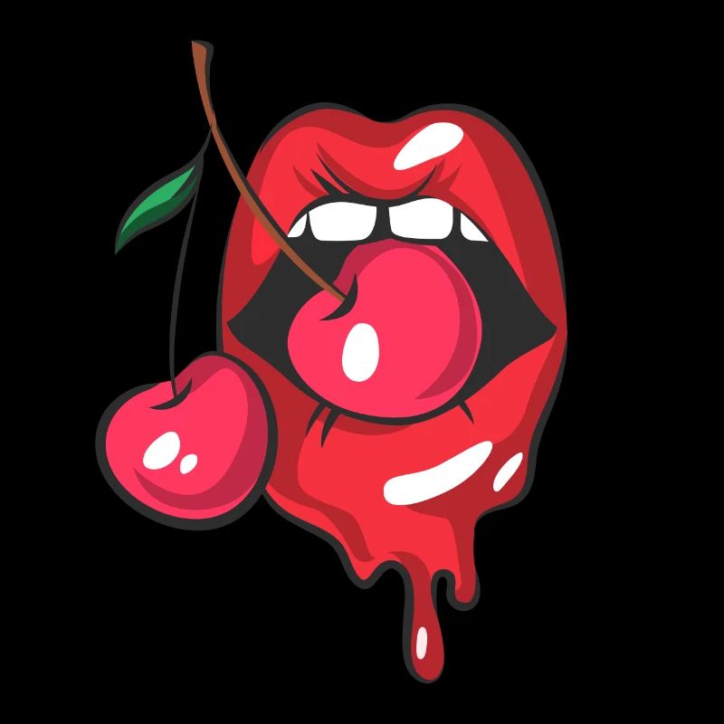 Rote Lippen und zwei Kirschen