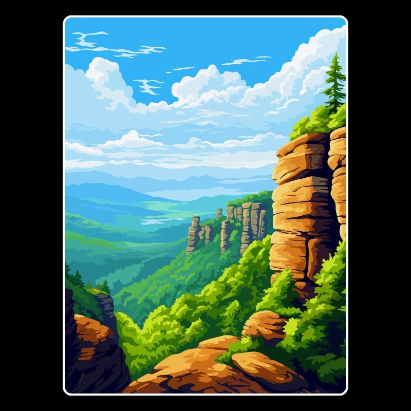 Montagne de grès de l’Elbe Allemagne Affiche de voyage WPA