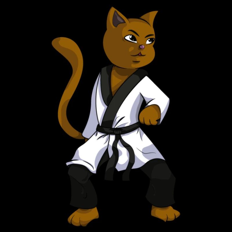 Chat de karaté comique de dessin animé