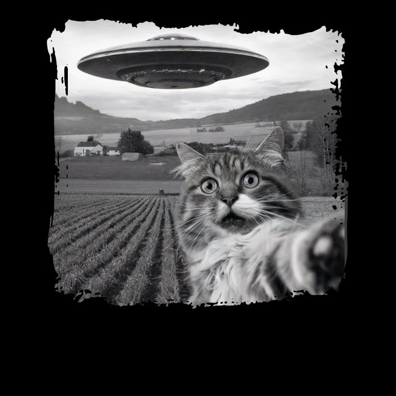 Lustige Ängstliche Katze Selfie UFO Alien