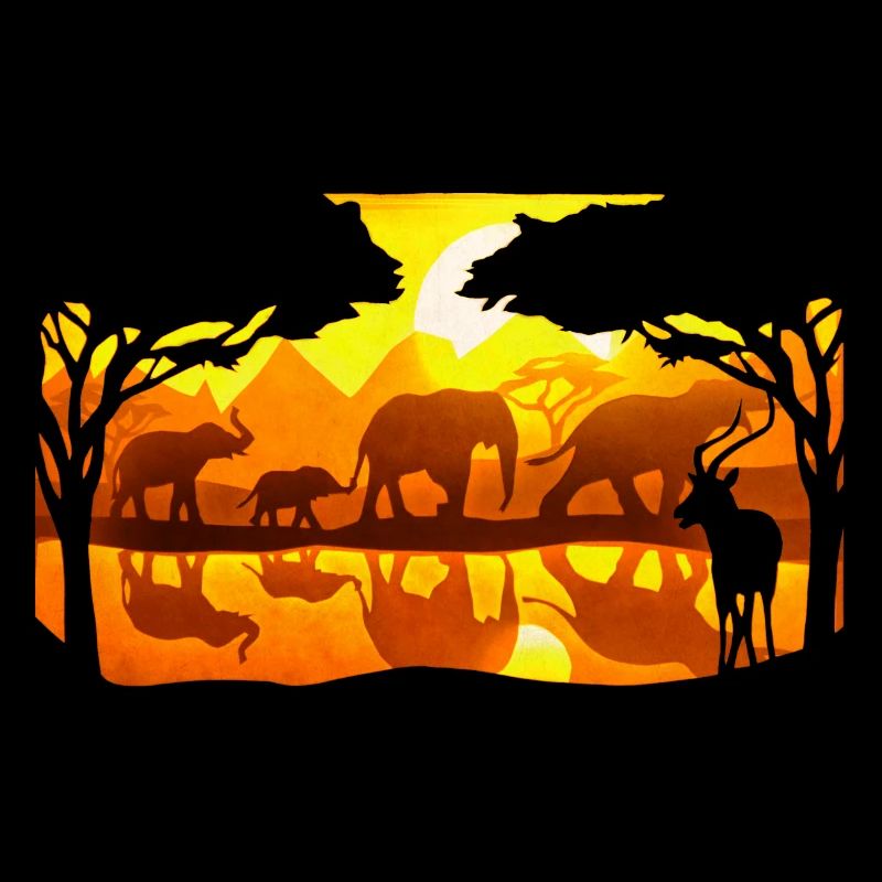 Papier découpé – Éléphants